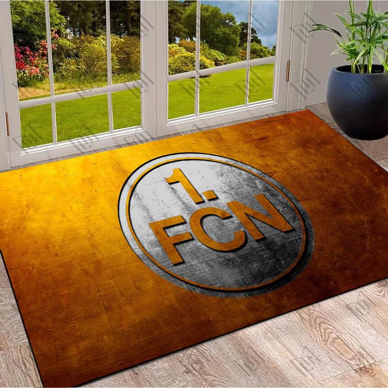 1. FCN Fußballverein Logo Teppich, Fußballmannschaft Fußmatte, Rutschfester Teppich für Wohnzimmer Schlafzimmer, Sport Heimdeko Teppich
