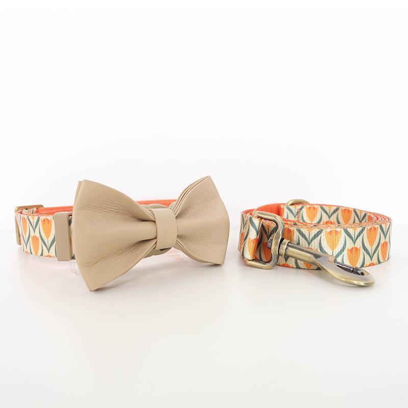Plattco Flower Series Dog Leash Set: Comfortable & Portable with Bowtie (PDC357) Extra Small