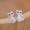 Trendige Schwarze Augen Kristall Katze Damen Ohrstecker Glänzender Modeschmuck für Muttertagsgeschenk für Mama Oma