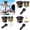 Flight Attendant Costume Airline Captain Outfits Captain Hat Uniform Epaulets Neck Tie Glove for Men Women Halloween