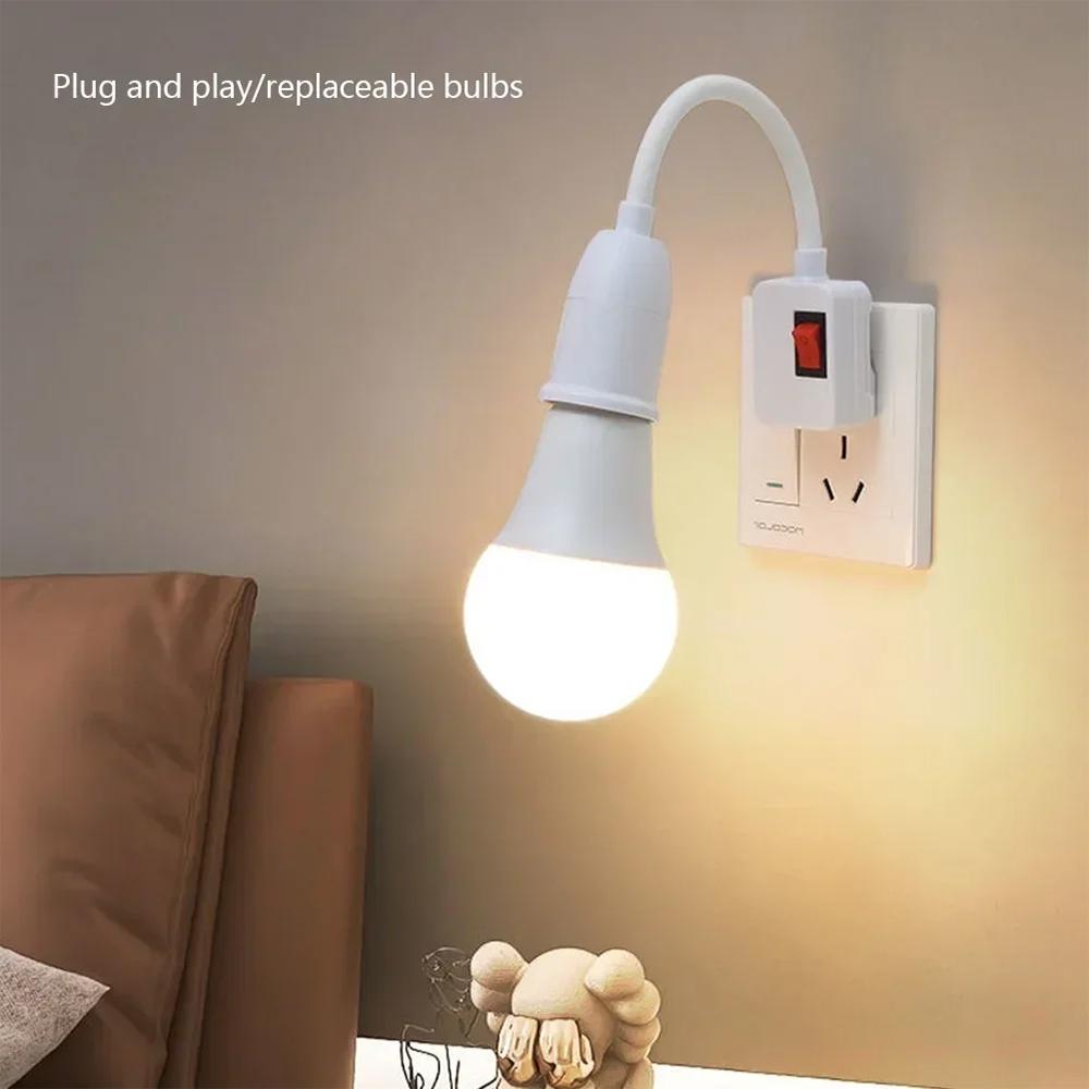 Přímé zásuvné otočné svítidlo s paticí E27, držákem žárovky a vypínačem, EU zástrčka, držák lampy, LED stolní lampa, LED základna lampy, základna lampy