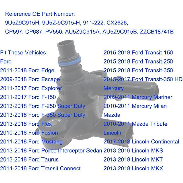 Evaporative Emissions Vapor Canister Purge Solenoid Valve For Ford Edge Escape Explorer Flex Fusion Taurus Mercury Mazda Lincoln Replace 9U5Z9C915H