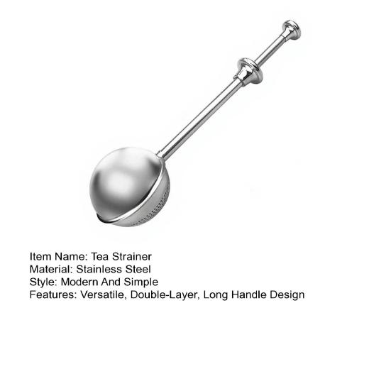 Tea Strainer Stainless Steel Double Layer Fine Filter with Long Handle Dishwasher Safe Tea Infuser for Brewing Tea And Herbs