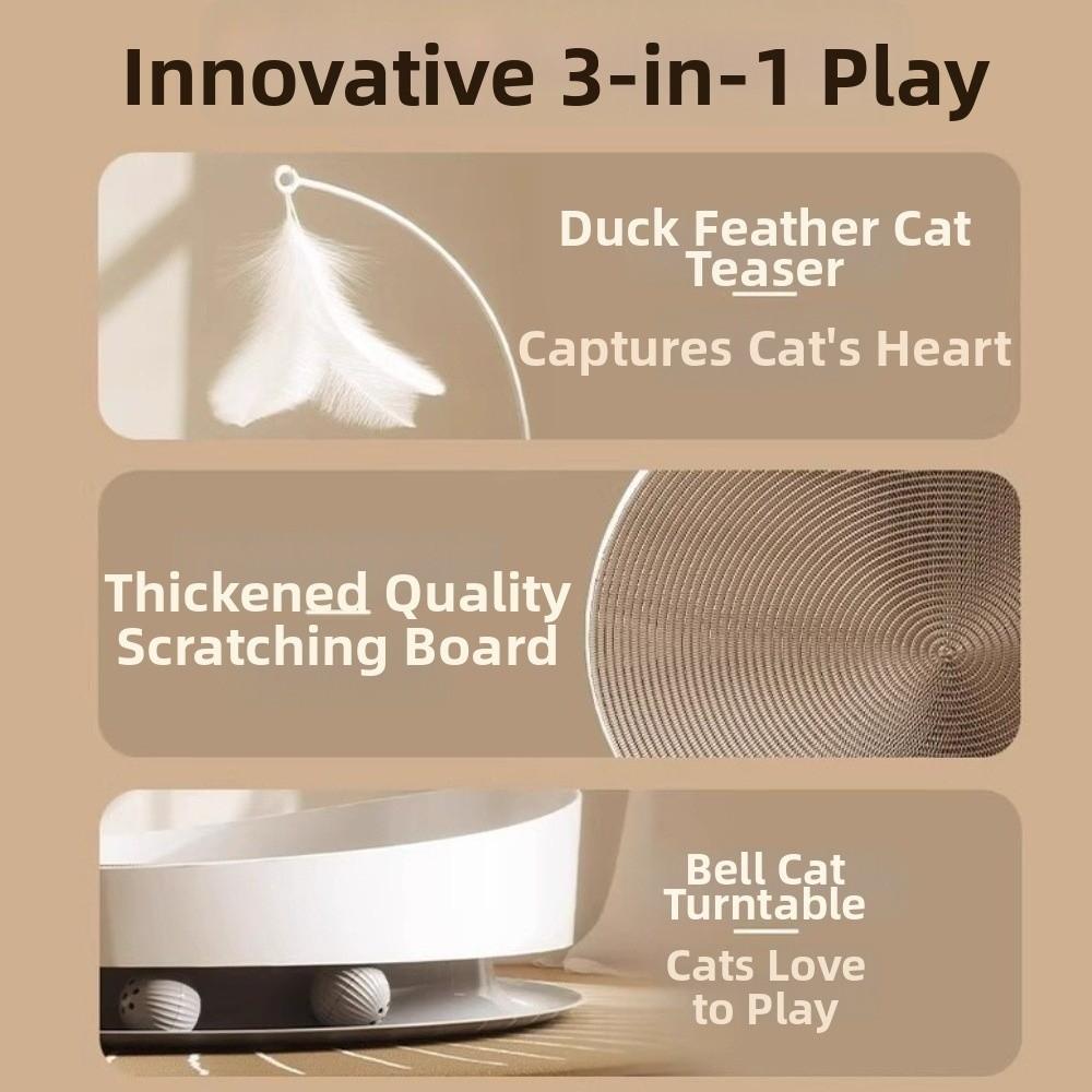 Stable Cat Scratch Board Round Teasing Cat Stick Interactive Cat Turntable Toy  Indoor Play