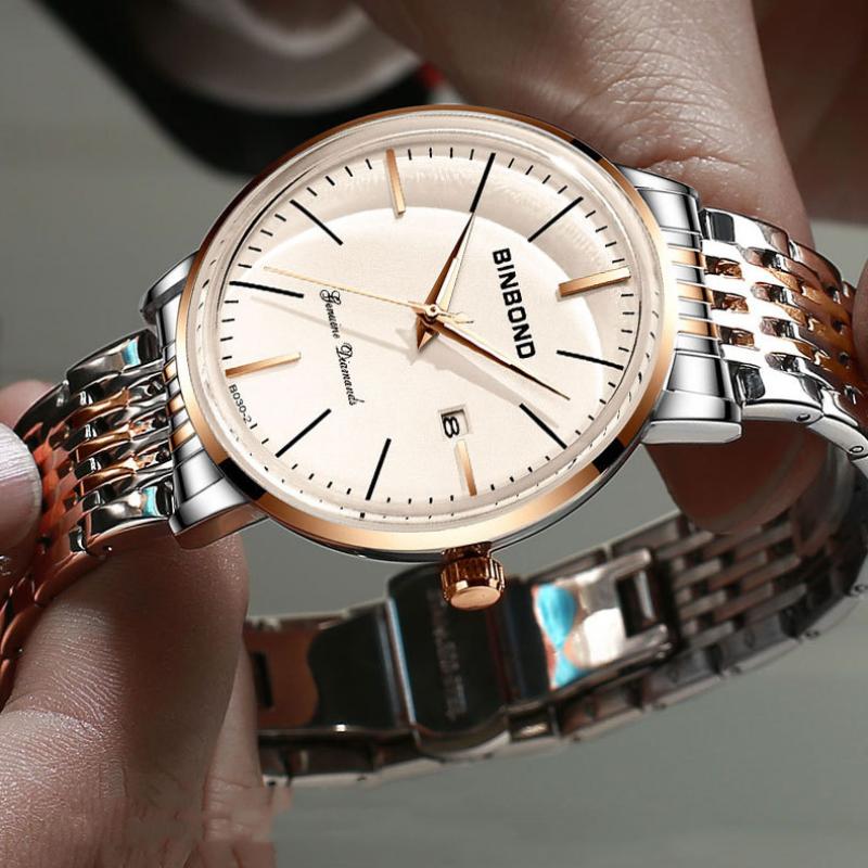 Armbanduhr für Herren, neu, gebogener Bildschirm, Schmetterlingsschließe, Edelstahl, wasserdicht, leuchtend, ultradünn, modische Business-Herrenuhr, automatischer Kalender