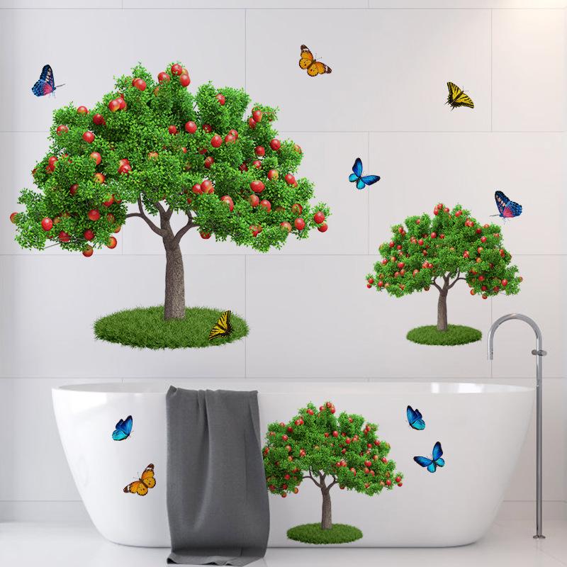 Adesivo de Parede Árvore Maçã Decoração Rústica para Casa para Quarto Sala de Estar Casa de Aluguel Decalque Moderno Simples