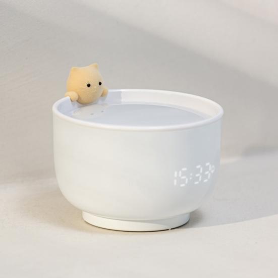 Alarm Clocks USB Powered Cats Teacup ABS LED Night Light Digital Clock for Desk