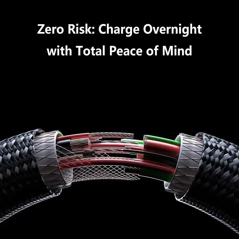 111W Cable 6A Super Fast Charging USB-A To Type-C Nylon Data Cord With Colorful LED Display USB C Cable For Xiaomi Samsung 1Pcs