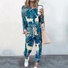 High-End Fashion Sports Sweater Set Women'S Autumn Loose Casual Long-Sleeved Printed Top Bundle Leg Pants Two-Piece Set
