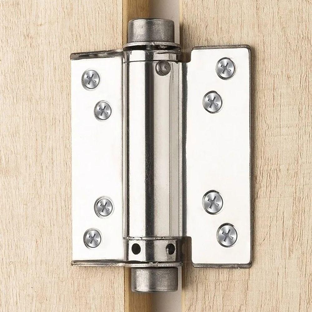 1Pcs Double Opening Door Hinge With Inner And Outer Thickened Spring Silent Hinges Automatic Closing Stainless Steel