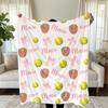 Softball and Bows Velveteen Blanket, Personalized Team Gift