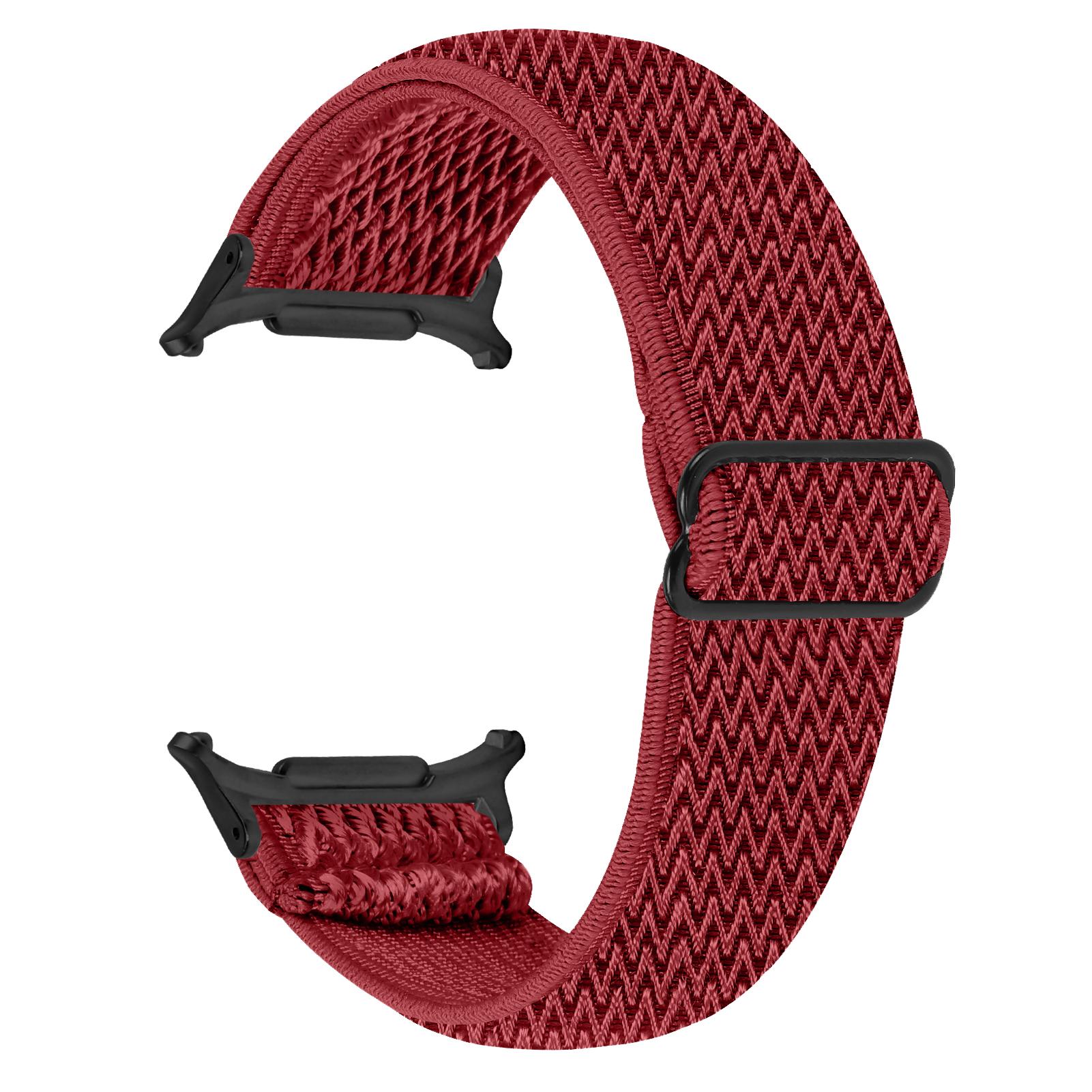 

For Samsung Galaxy Watch Ultra 47mm Watch Band with Black Connector Adjustable Elastic Wrist Strap Red