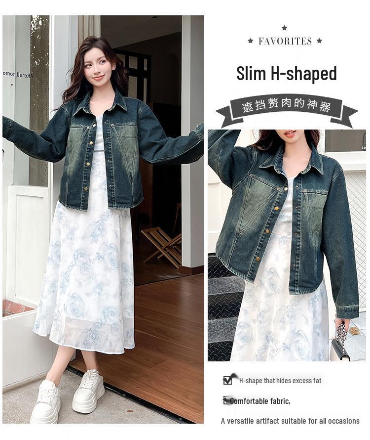 Autumn Korean Retro Slimming Denim Jacket for Women