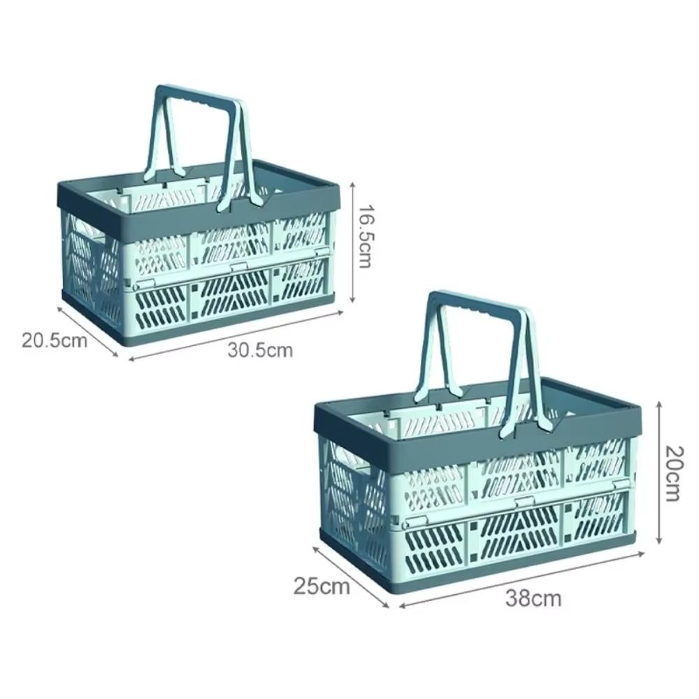 Plastic Folding Storage Basket with Handle Foldable Storage Box For Kitchen and Camping