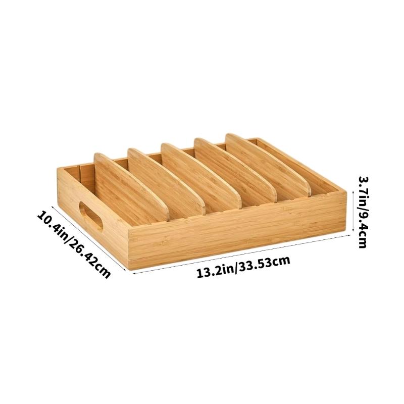 Kitchen Countertop Storage Rack for Pot Lids, Cutting Boards and Trays, Wooden Tiered Holder with Open Access and Vertical Space Saving Layout