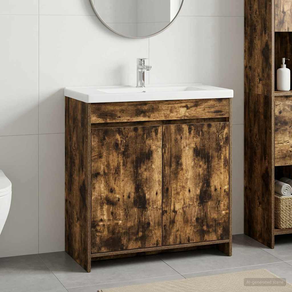 Bathroom Vanity Unit Smoked Oak 78.5 x 37.5 x 81 cm