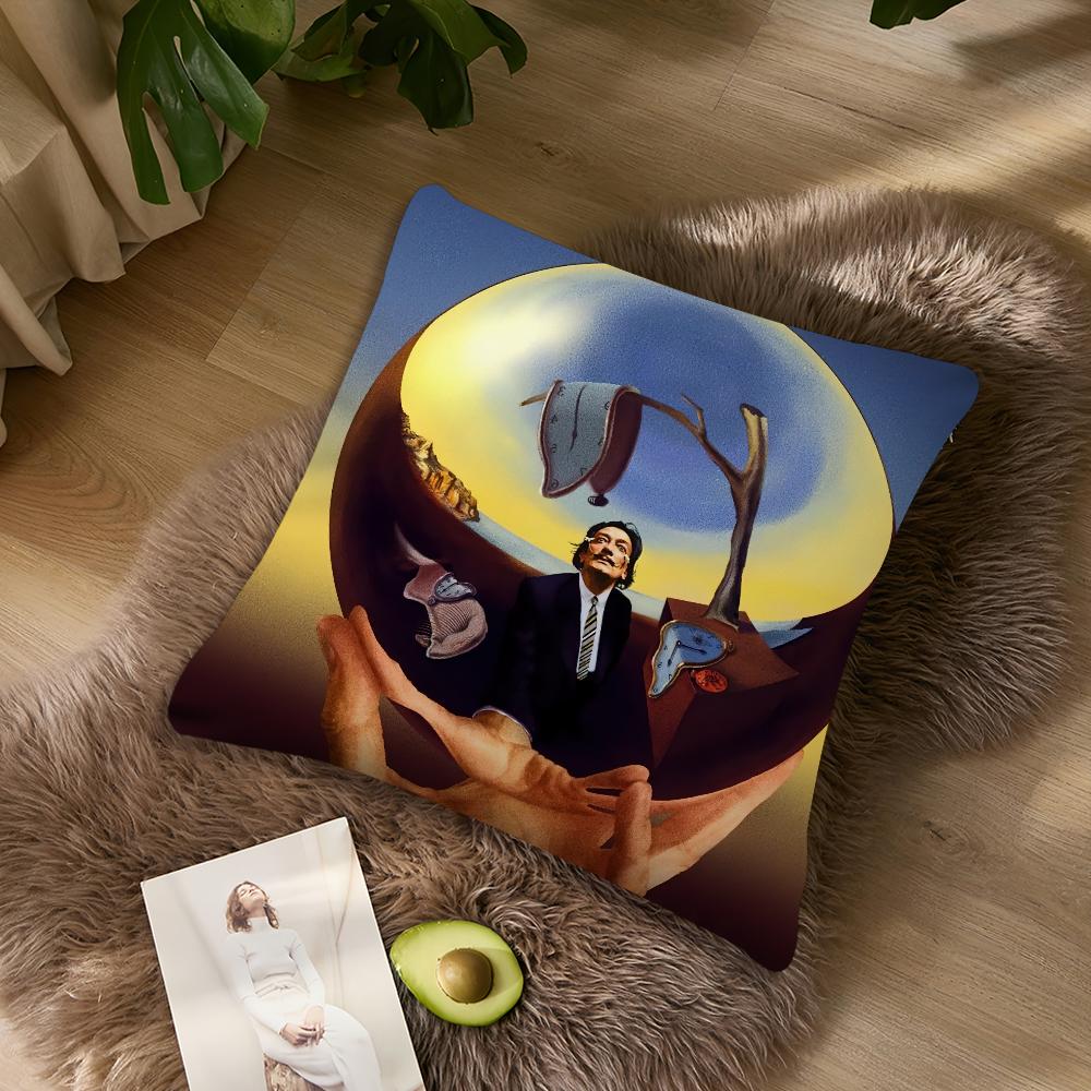 Наволочка в стиле поп-арт Сальвадора Дали Акцент для гостиной Подушка на диван Квадратная для отдыха и сна? 40X40cm