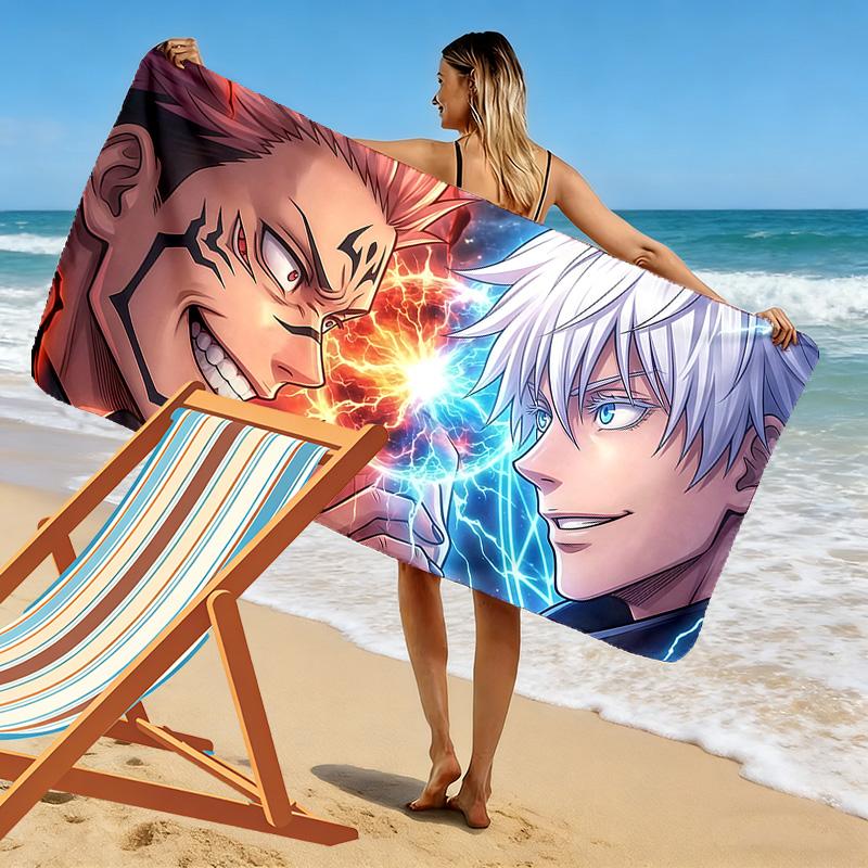 Jujutsu Kaisen Print Beach Towel, Large Soft Quick Dry Towel for Beach Camping Swimming