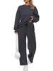 2025 Women's Two-Piece Knit Set: Long-Sleeve Top & Wide-Leg Pants