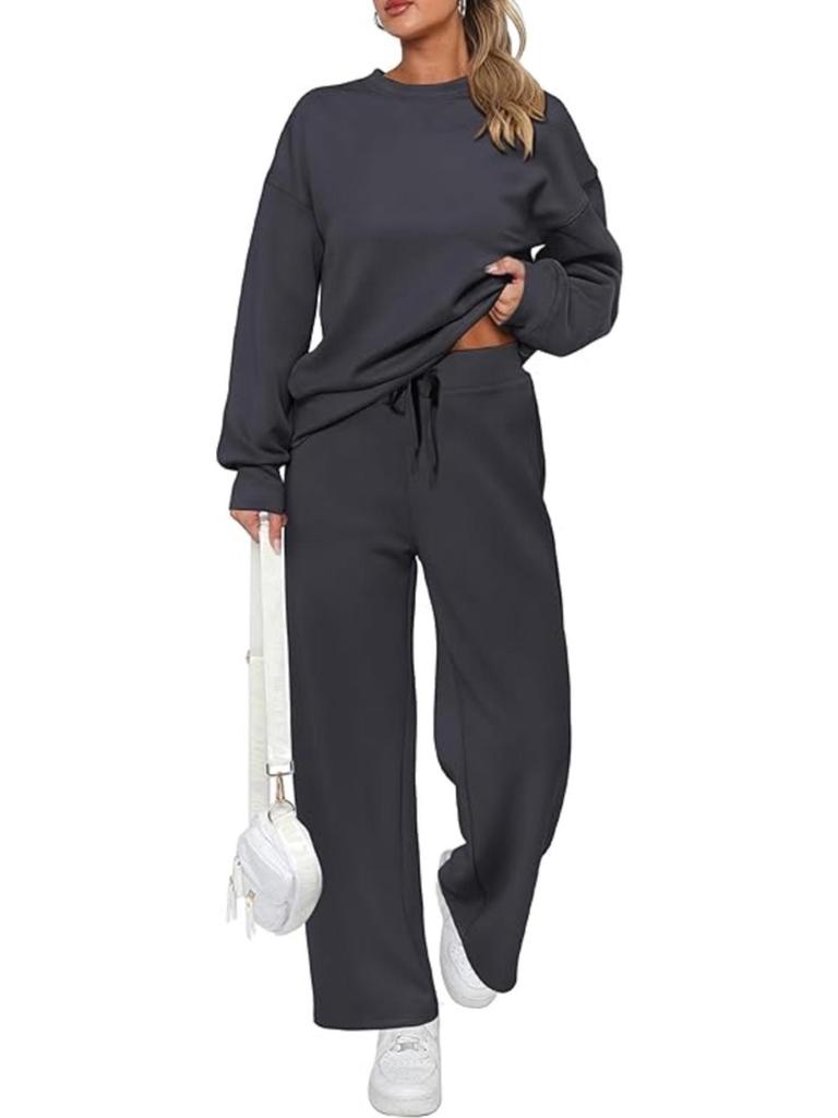 2025 Women's Two-Piece Knit Set: Long-Sleeve Top & Wide-Leg Pants