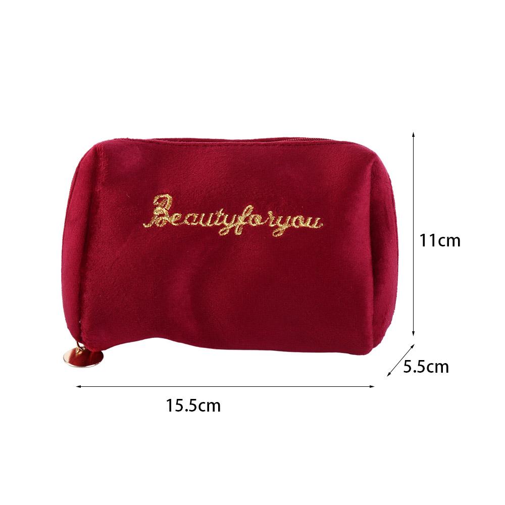 Women Simple Zipper Handbags Velvet Makeup Bags Cosmetic Bags Lipstick Pouch