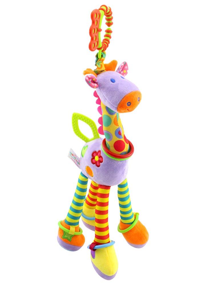 Soft Giraffe Animal Handbells Rattles Plush Infant Toddler Car Bed Hanging Toy Baby Early Education Development Handle Toys