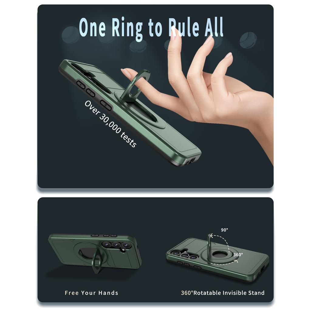 For Samsung Galaxy S25+/S24+ Magnetic Case Slide Camshield TPU + PC Kickstand Phone Cover