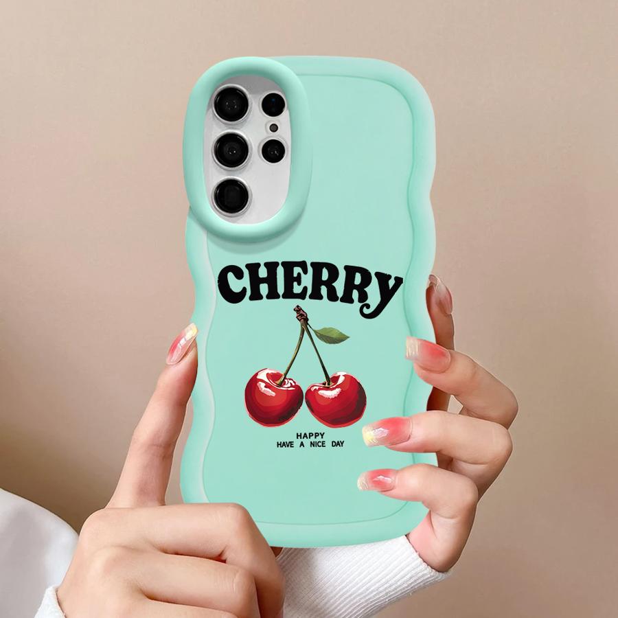 Hülle für Samsung Galaxy S20 FE S22 Ultra A26 S24 S23 Plus S21 A25 S25 Weiche Handyhülle A54 A35 A55 A36 A24 A34 Cartoon Kirsche