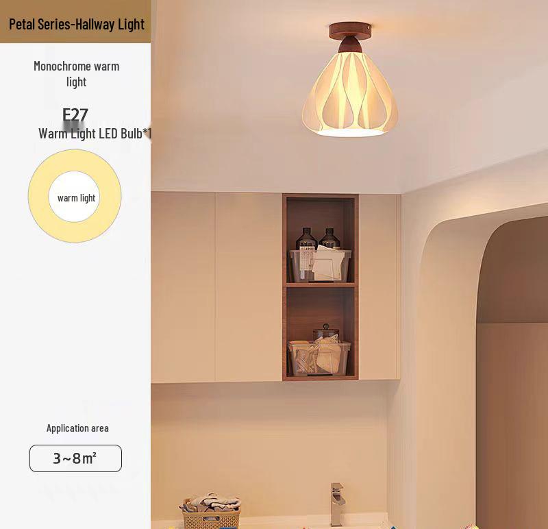 

Mid-Century Walnut French Cream Ceiling Light for Entrance, Hallway, or Balcony