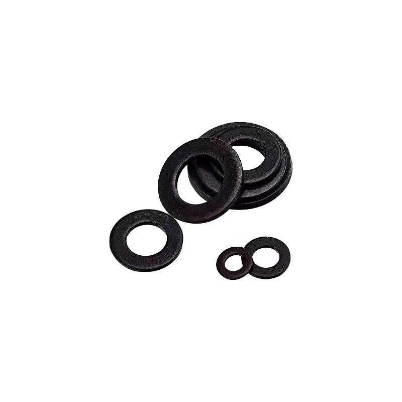 High-Grade Black Flat Metal Washer Gasket (Sizes: M3-M12, 8.8/12.9 Grade)