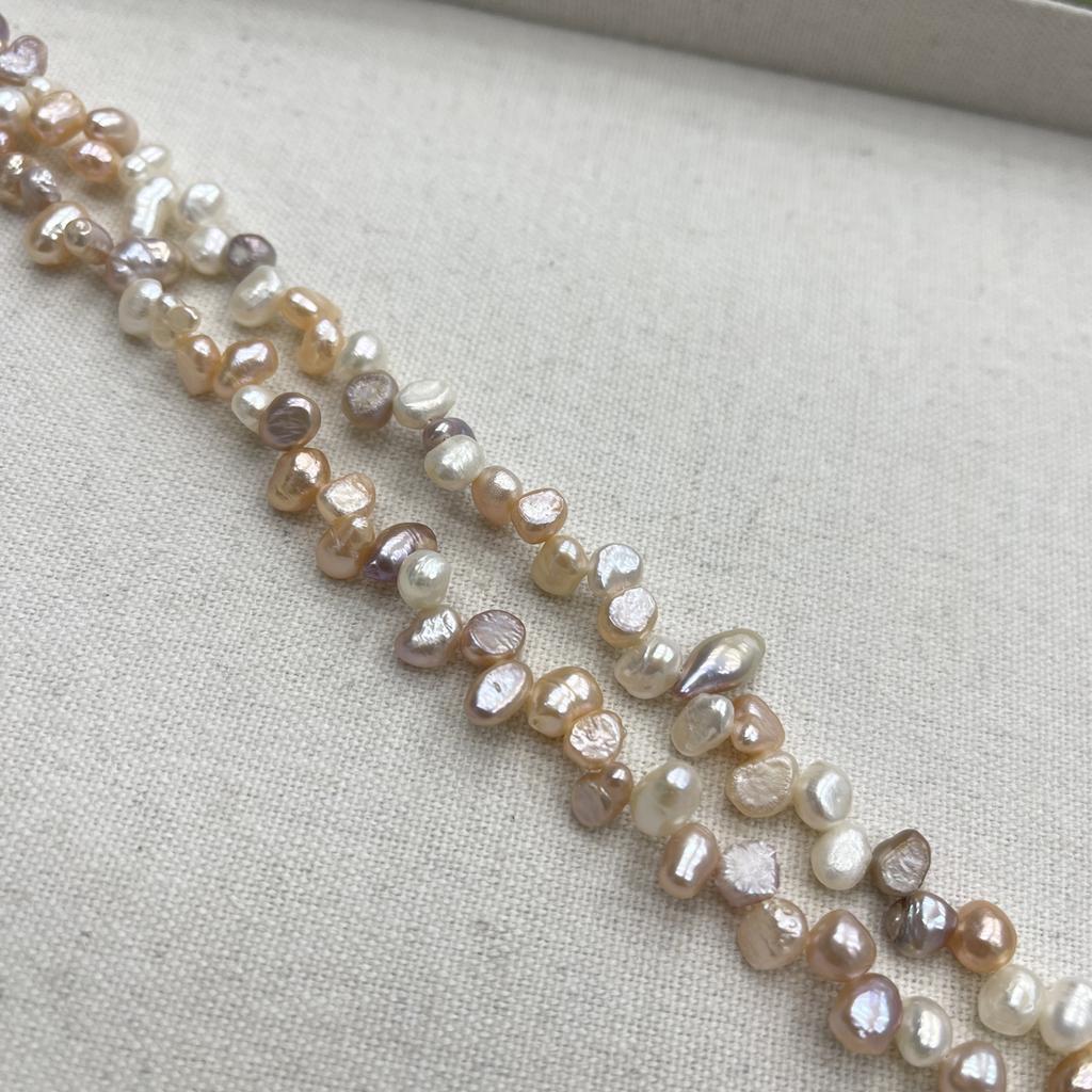 1String, Natural Shell Mother of Pearl Beads, 5-6mm, Handmade 37-hole Double-sided Light Beads for Jewelry Making DIY, Unique Birthday Party Gift 36cm