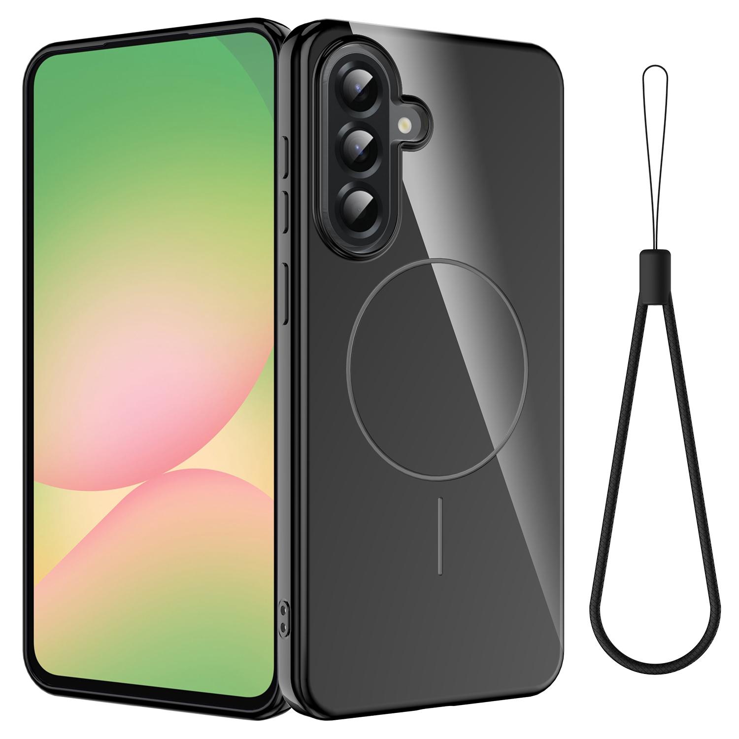 

For Samsung Galaxy A25 5G (Global) Magnetic Case Compatible with MagSafe TPU Phone Back Cover with Lanyard Black