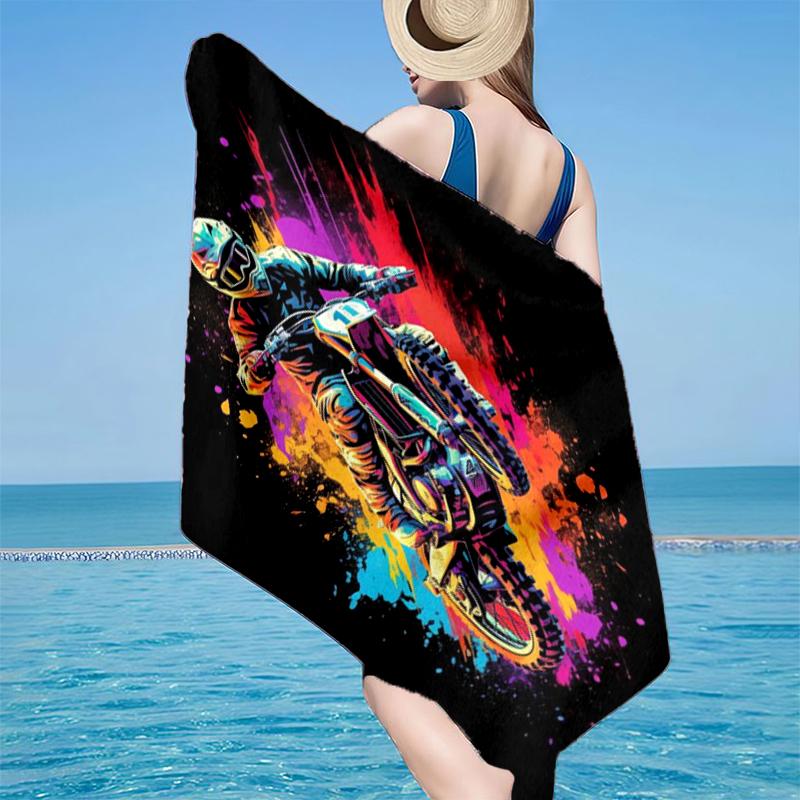 Motocross-Fahrer in Aktion Strandtuch, Superweiche Mikrofaser, Geschenk für Sie/Ihn, Geburtstag, für Pool, Strand, Reisen, Heimdekoration Fan-Geschenke