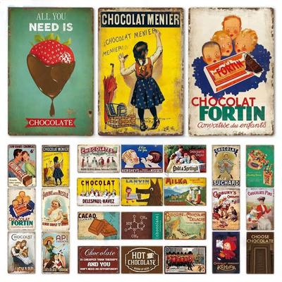 Chocolate And Sweets Metal Sign Tin Plaque Vintage Metal Signs Iron Painting for Party Area Restaurant Kitchen Shop Wall Decor