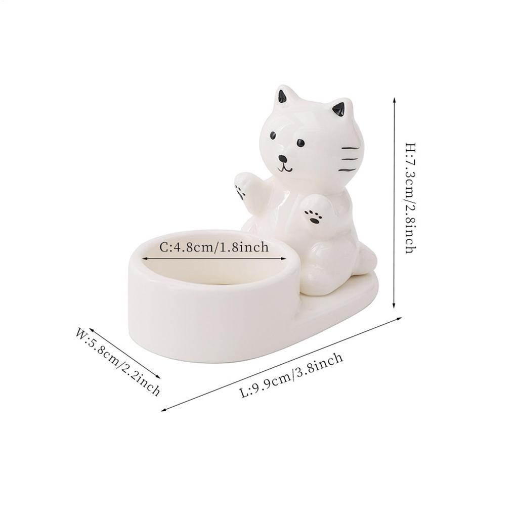 Candle Holder Ceramic Anti-Drip Wax Design Cat Candle Tea Light Holder For Bathroom Kitchen Bedroom Tabletop Apartment Party