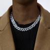 Multifunktionales mit Strasssteinen besetztes kubanisches Halsketten-Ketten-Set mit verstellbarer Länge, tragbar für Liebhaber von Street Styles
