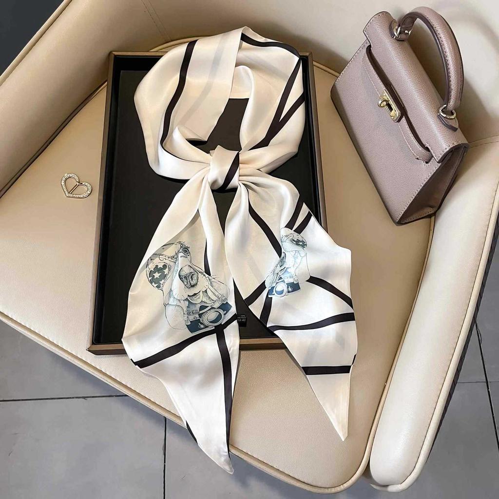 Classic retro spring and autumn imitation silk long silk scarf women's scarf neck protection scarf thin decorative scarf new versatile