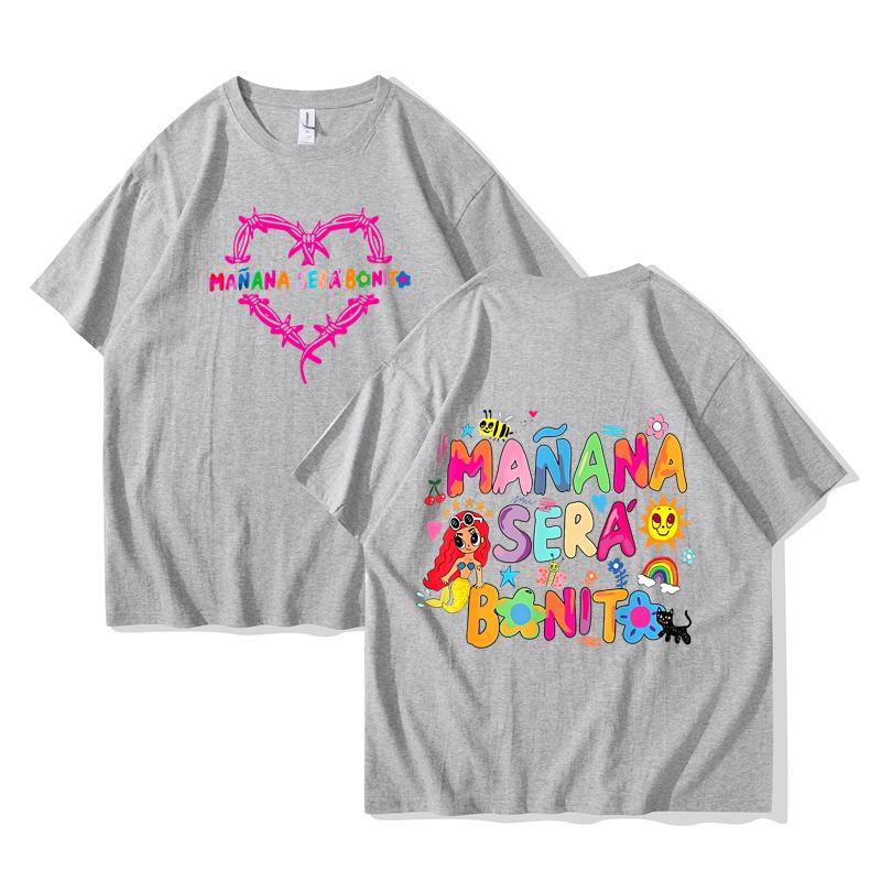 

Футболки с логотипом Karol G Manana Sera Bonito, модная футболка в стиле хип-хоп в стиле Харадзюку, унисекс, повседневная футболка большого размера из дышащего хлопка 3XL