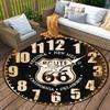 Clock Route 66 Round Area Rug,Carpet Rug for Living Room Bedroom Sofa Playroom Decor,Non-slip Floor Mat
