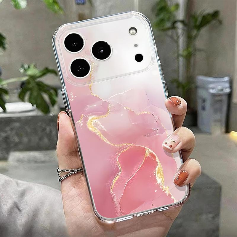 Golden Marble Pattern Phone Case For iPhone 17 Pro Max Coque iPhone 16 15 14 13 Pro Max 11 Clear TPU Silicone Soft Cover