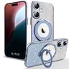 Protective Case - Silicone - iPhone 16 Plus - Rotating Support - Anti-scratch - Blue