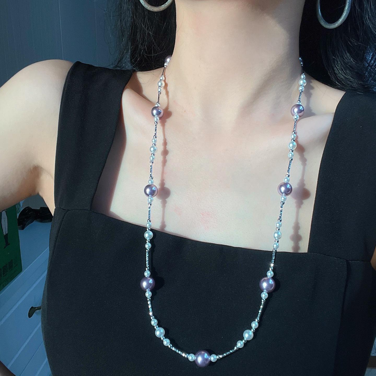 

Vintage High Quality Mixed Color Purple Faux Crystal Necklace Necklace Sweater Chain