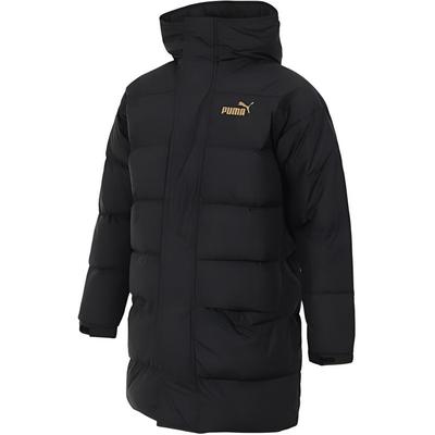 Exclusief Merklogo Letter Eendendons Verlaagde Schouders Middellang Lange Mouwen Donsjack Uniseks Jas Zwart 625614-51