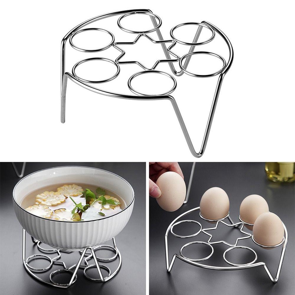 New Stainless Steel Egg Steamer Rack Round 7 Egg Hole Egg Steaming Stand Heavy Duty Egg Rack Pressure Cooker Accessories