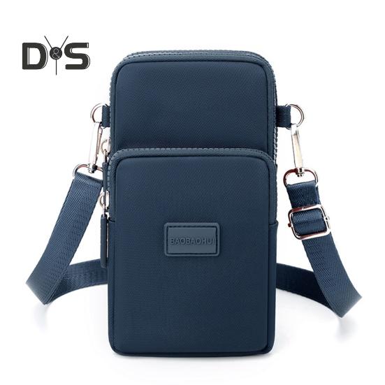 

Сумка для мобильного телефона с регулируемым ремешком, несколькими отделениями, застежкой-молнией, сумка для телефона через плечо с отверстием для наушников, дорожный чехол, сумка через плечо, удостоверение личности, ключи темно-синий