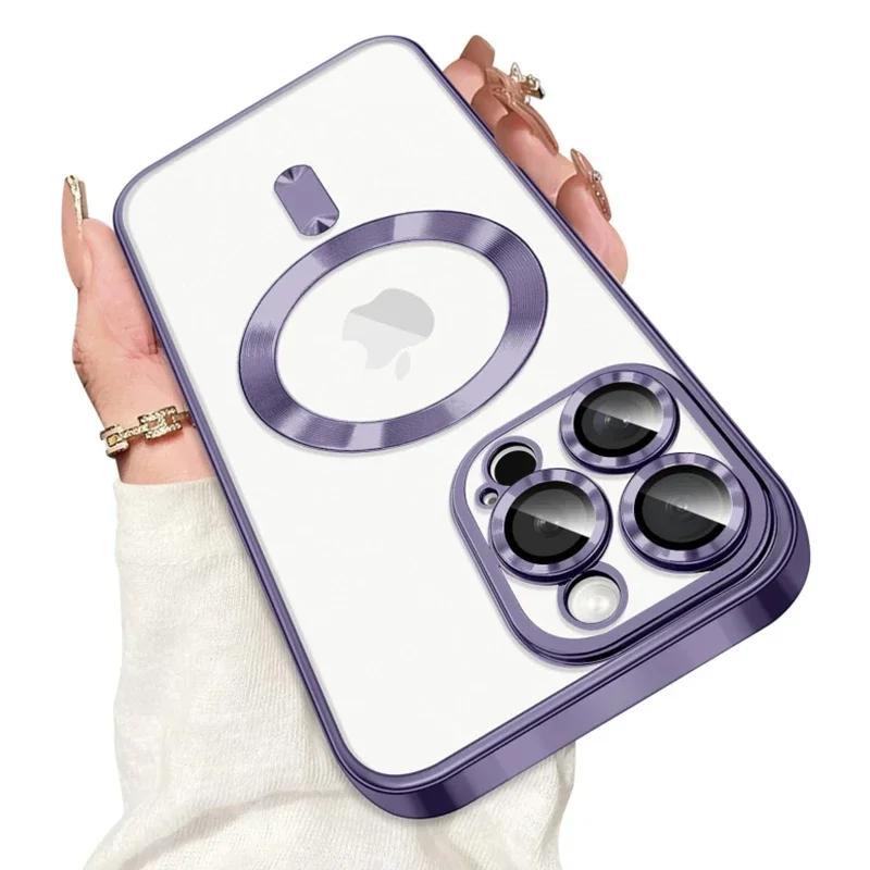 

Full Camera Lens Protection Case for iPhone 16 15 14 Plus 13 12 11 Pro max Case for MagSafe Magnetic Wireless Charge Clear Cover For iPhone 11 Pro