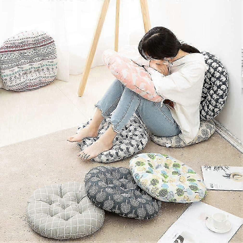 40x40cm Round-Pink Stripes Printed Chair Cushion Soft Class Office Chair Pad