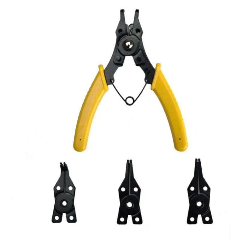 4 In 1 Circlip Pliers Set Snap Ring Pliers Multi Crimp Removable Plier Head Retaining Circlip Pliers Hand Tools