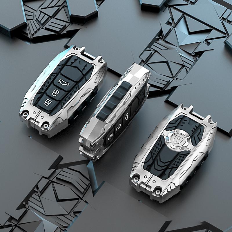 For Toyota Mark X Corolla RAV-4 Prado Carola 2 3 4 5Buttons Armor Design Galvanized Alloy Silicone Splicing Car Key Cover Case