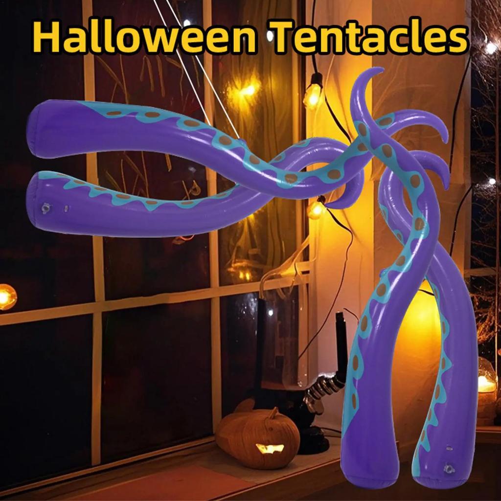 Giant Octopus Tentacles (4 Pieces) Outdoor Halloween Inflatable Decor Ideal Puppet for Holiday Party Yard Lawn Decoration